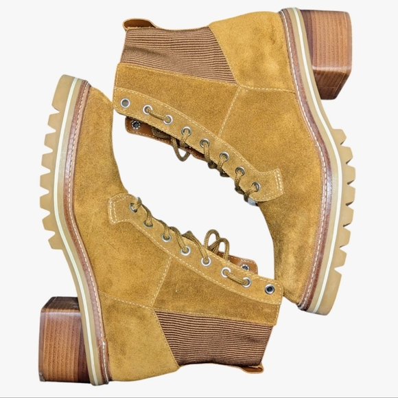 Bernardo | Selena Tan Suede Heeled Combat Boot Women's Size 9.5 - Picture 6 of 8